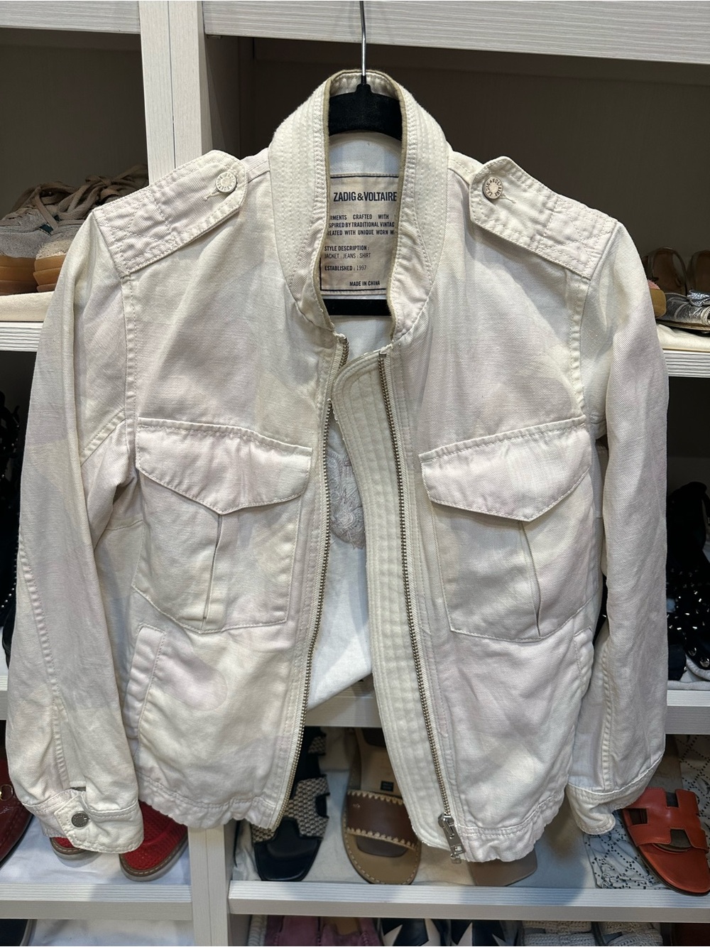 Zadig & Voltaire denim white embroidered jacket